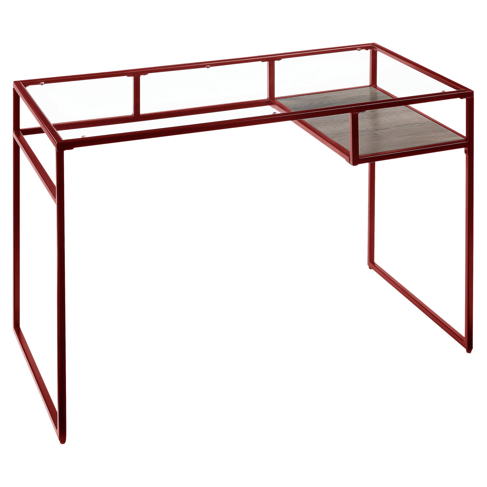 Modern Yasin 48'' Red Glass Top Writing Desk