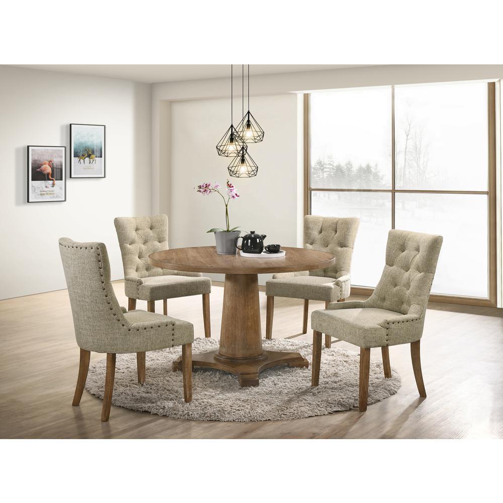22" Yotam Accent Chair Beige Fabric/Salvaged Oak Finish - Acme Furniture