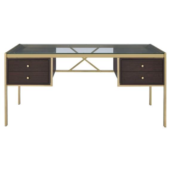 Everly Quinn Solid Wood Top Metal Base Writing Desk