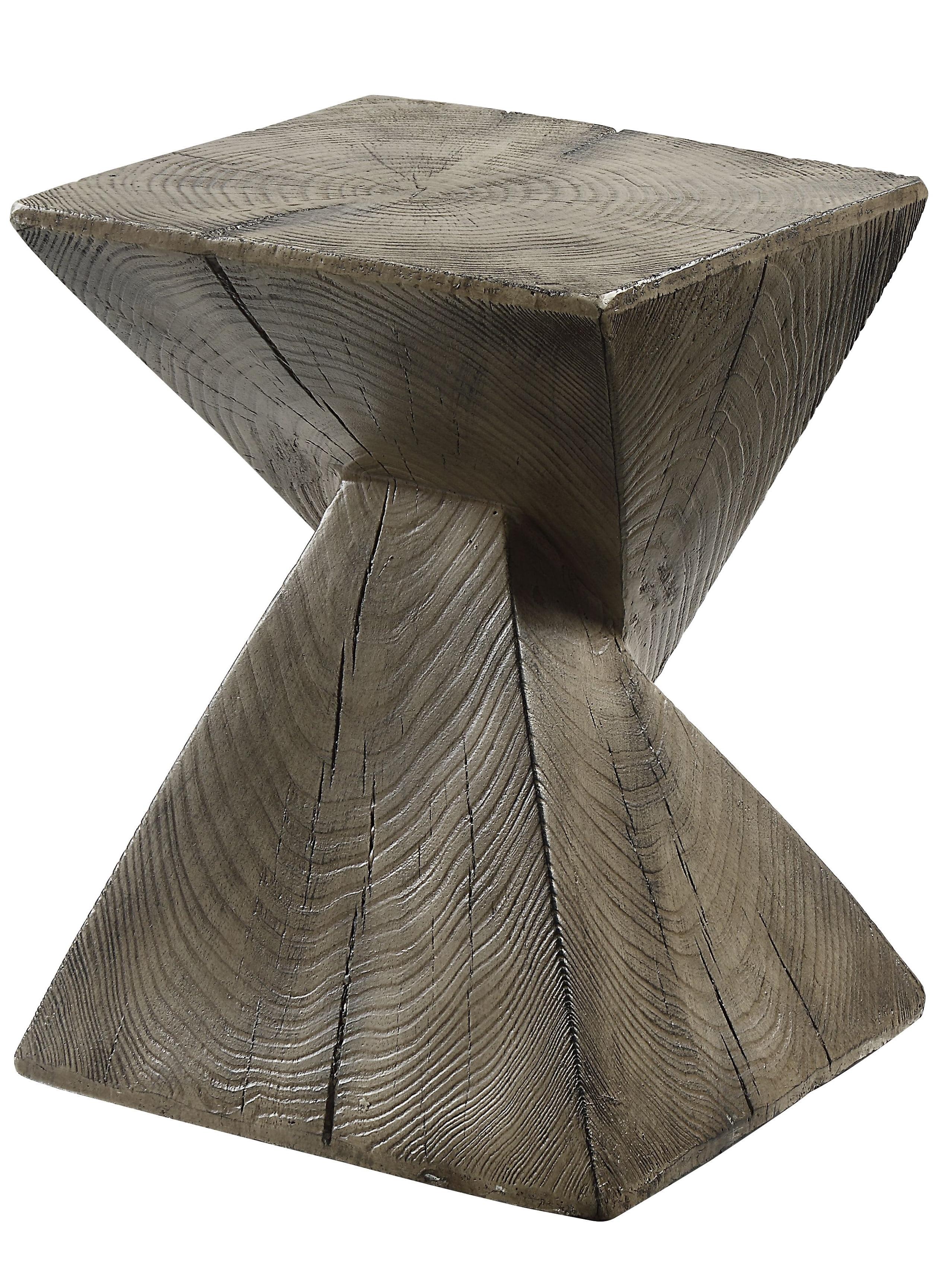 Zahi Weathered Oak and Cement Geometric Accent Table