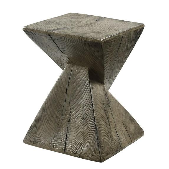 13" Zahi Accent Table Weathered Oak Finish - Acme Furniture: Modern Rectangle Cement, Space-Saving Design