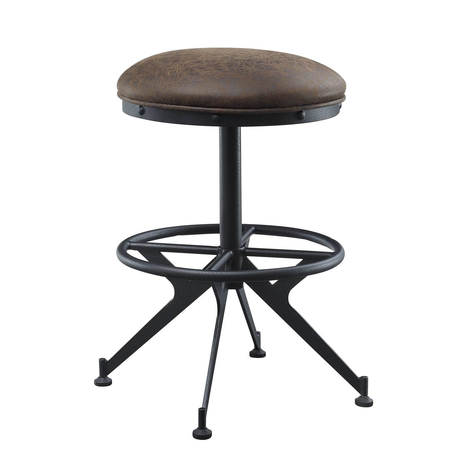 Salvaged Brown & Black Adjustable Swivel Barstool