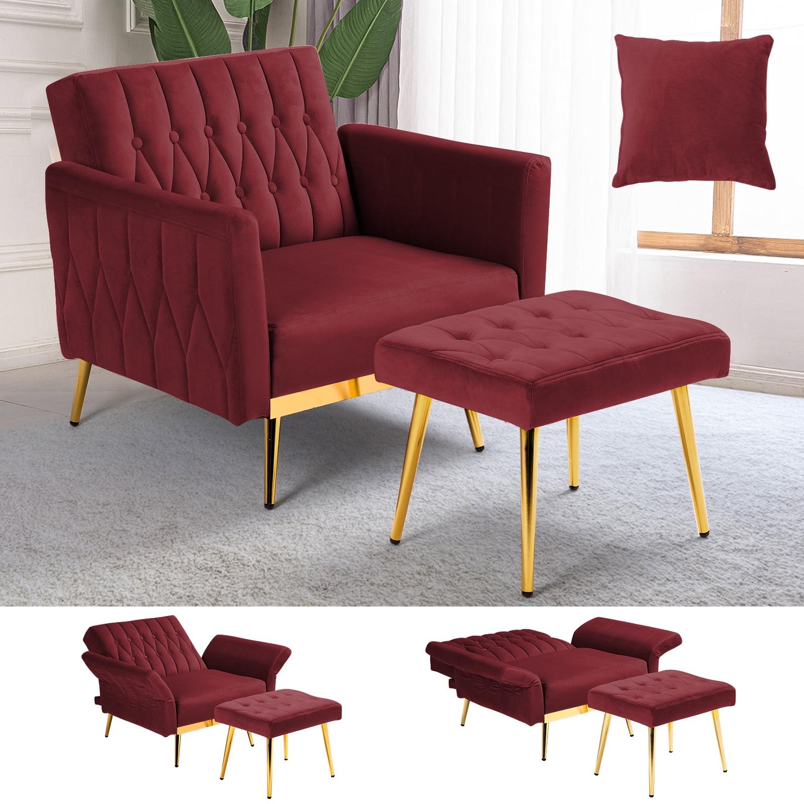 Everly Quinn Siemon Velvet Accent Chair with Ottoman