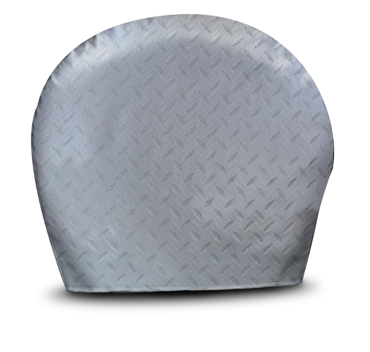 ADCO 3752 Silver #2 Diamond Plated Steel Vinyl Tyre Gard Wheel Cover, (Set of 2) (Fits 30"-32")