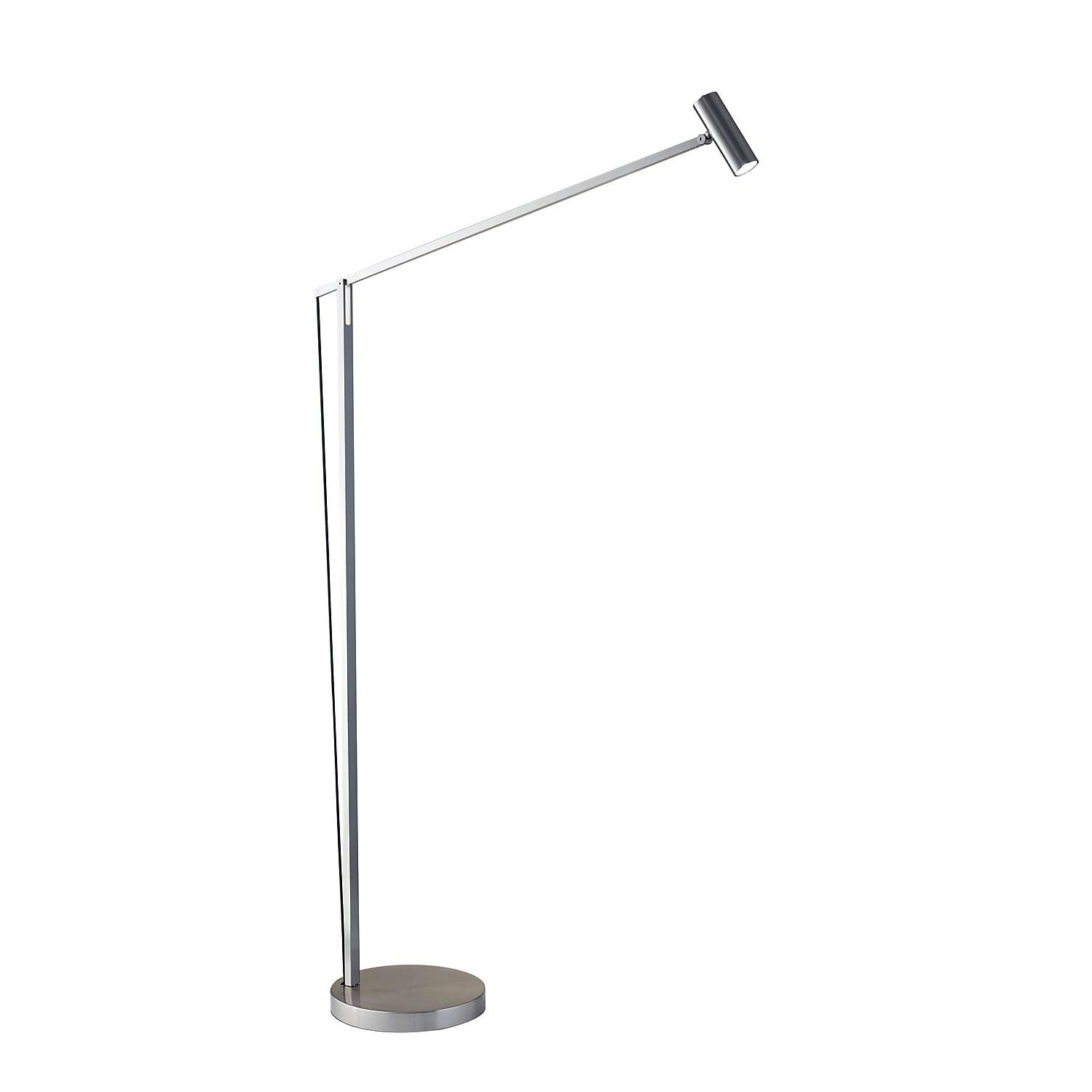 Crane Adjustable Brushed Steel LED Floor Lamp with Touch Dimmer