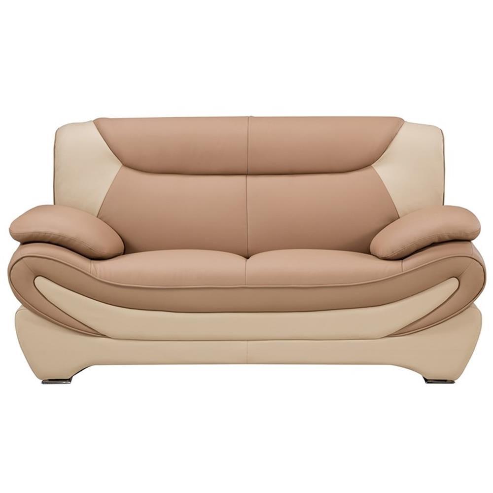 AE209 Camel (Tan) and Ivory Color With With Faux Leather Loveseat
