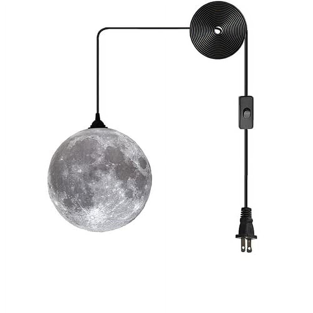 AECBUY Resin Moon Pendant Lamp Plug in Adjustable Cord, 3D Printing Hanging Ceiling Lighting Fixture, Pendant Light for Home, Office, Bars and Cafe, ddct210821B05
