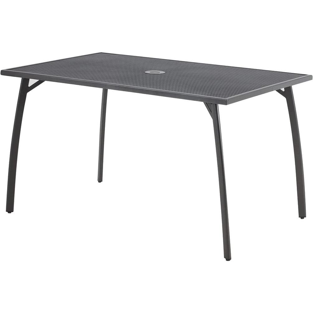 Rectangular Black Metal Weather-Resistant Patio Dining Table