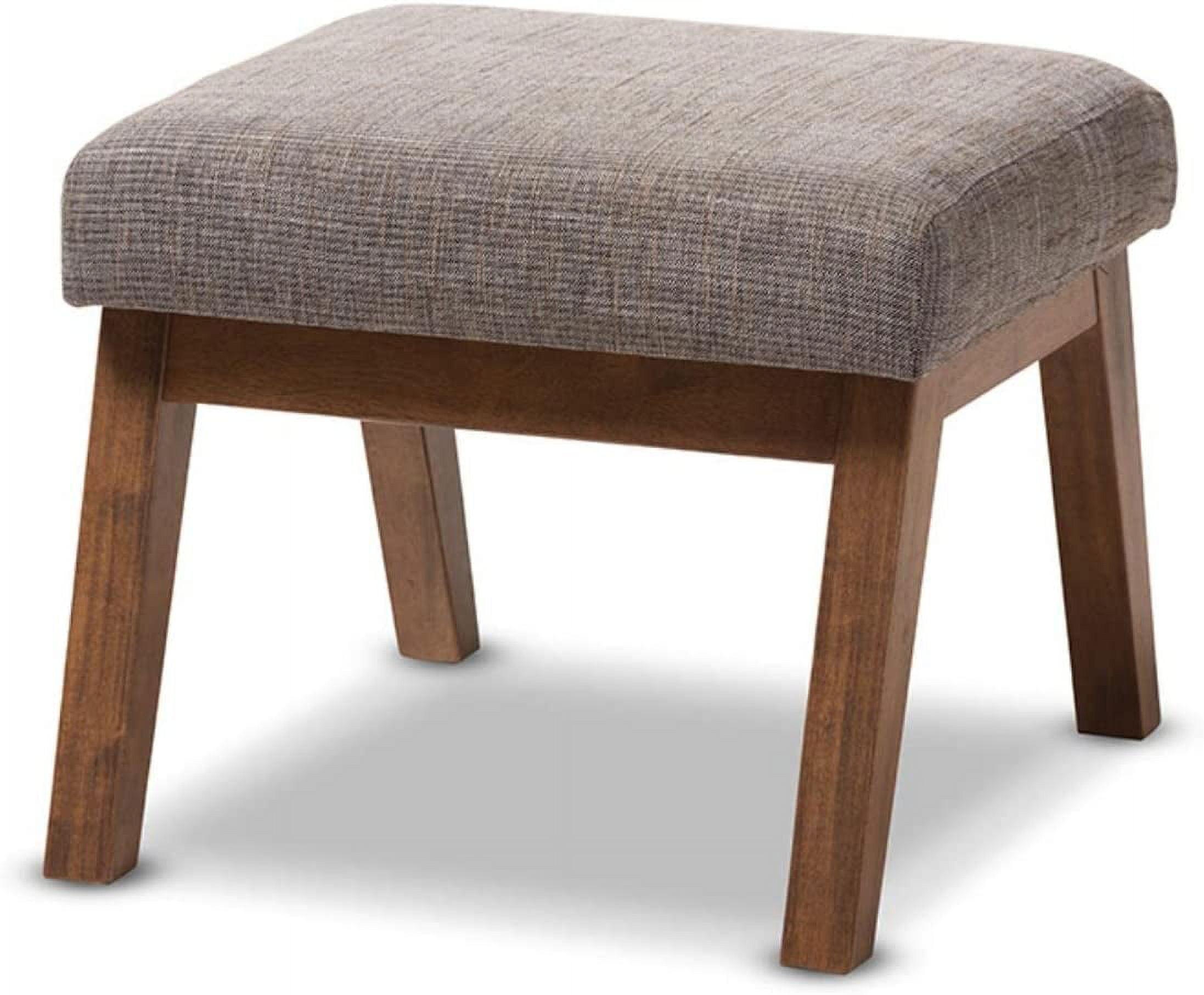 Aberdeen Walnut and Gravel Gray Upholstered Ottoman