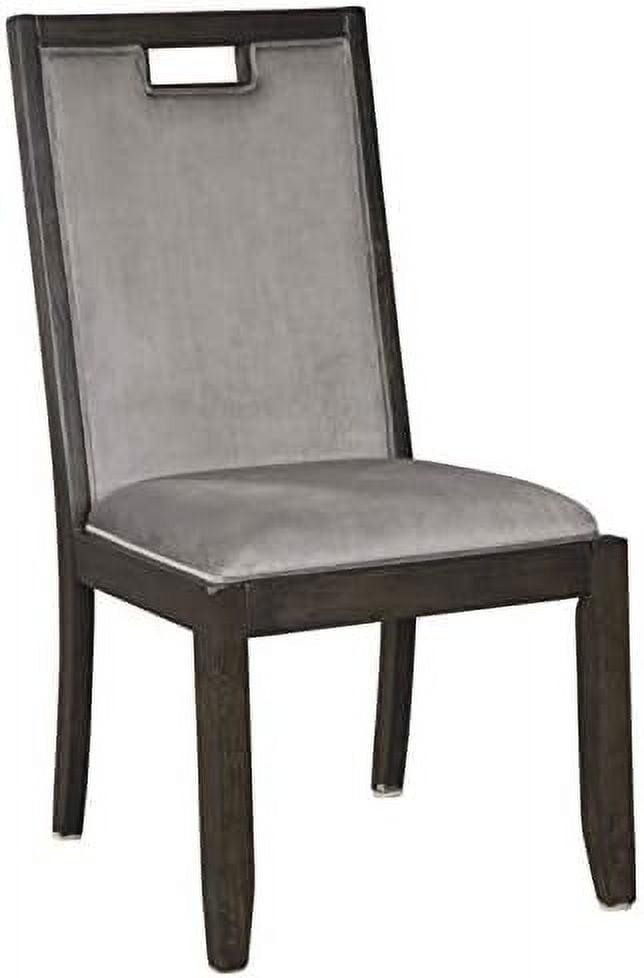 Gray Velvet Upholstered Parsons Side Chair with Wood Frame
