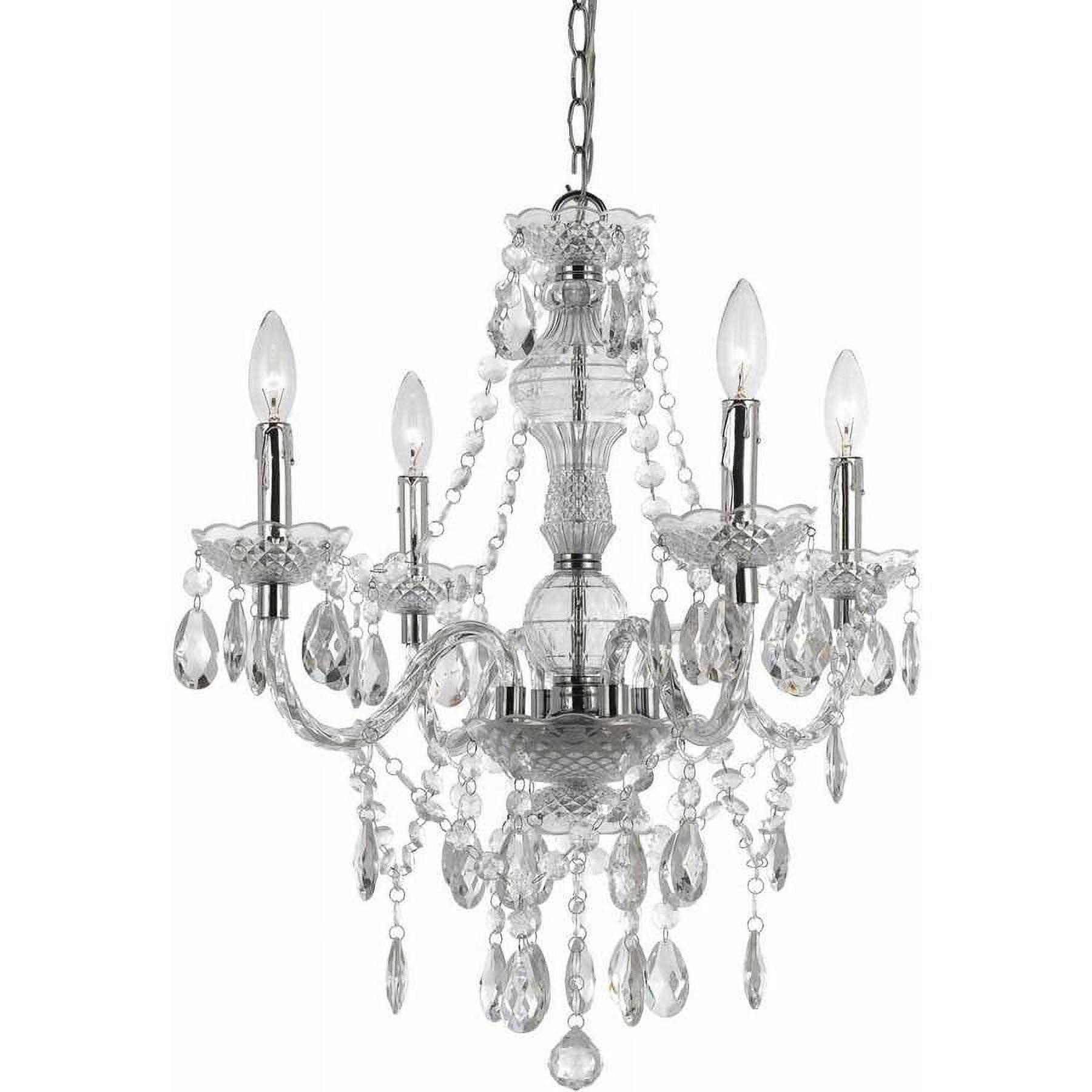 Elegant Chrome Mini Chandelier with Crystal Teardrops and Candle Lights