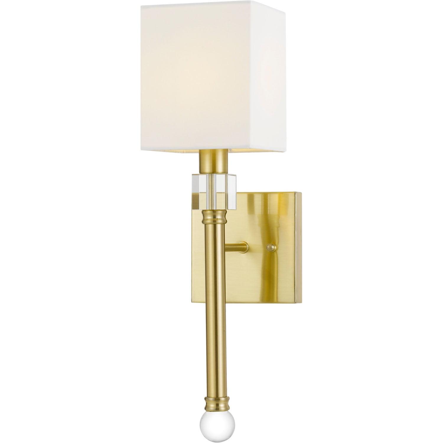 Sheridan Chrome Finish Wall Sconce with Crystal Accents and Beige Shade