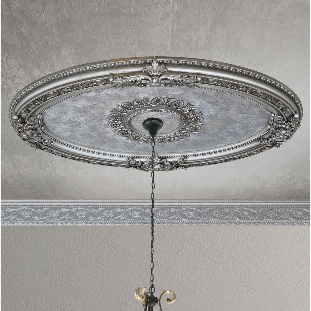 Antique Silver Oval Polystyrene Ceiling Medallion