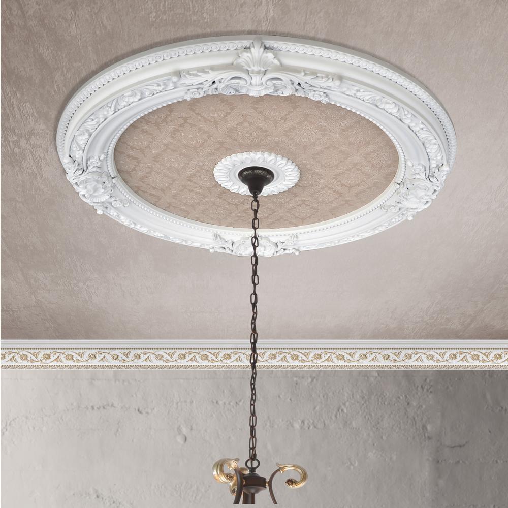 Blanco 36" White and Beige Polystyrene Chandelier Ceiling Medallion