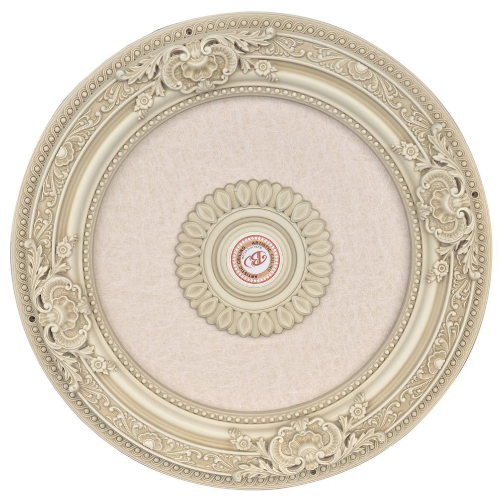 Cream Antique Polystyrene Round Ceiling Medallion, 24 Inches