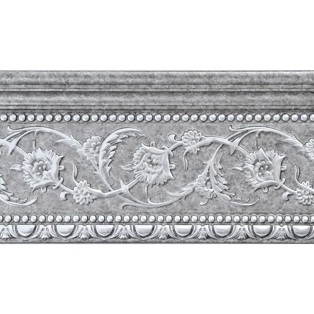 Grey and Silver Floral Polystyrene Crown Molding Set