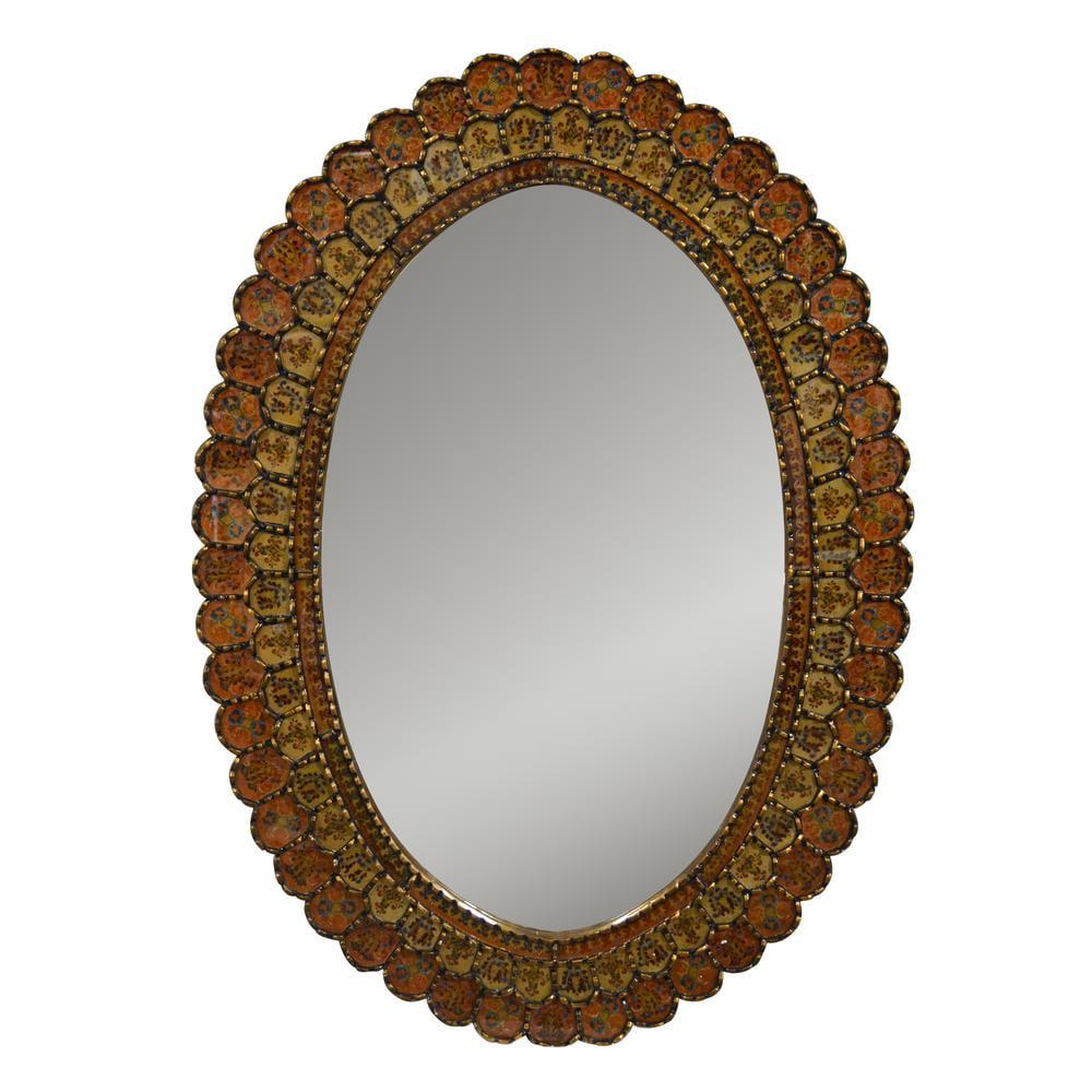 AFD Peruvian Painted Glass Scalloped Mirror