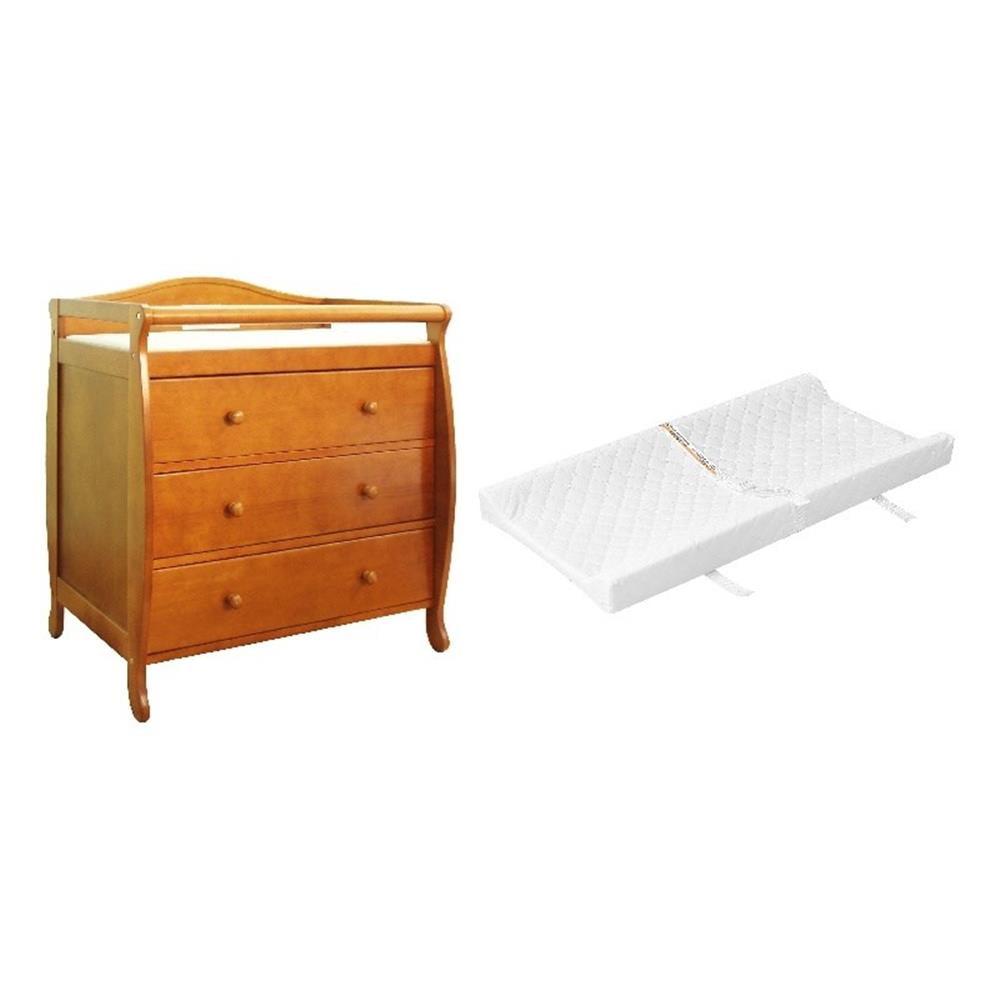 Pecan 3-Drawer Changing Table with Contoured Pad