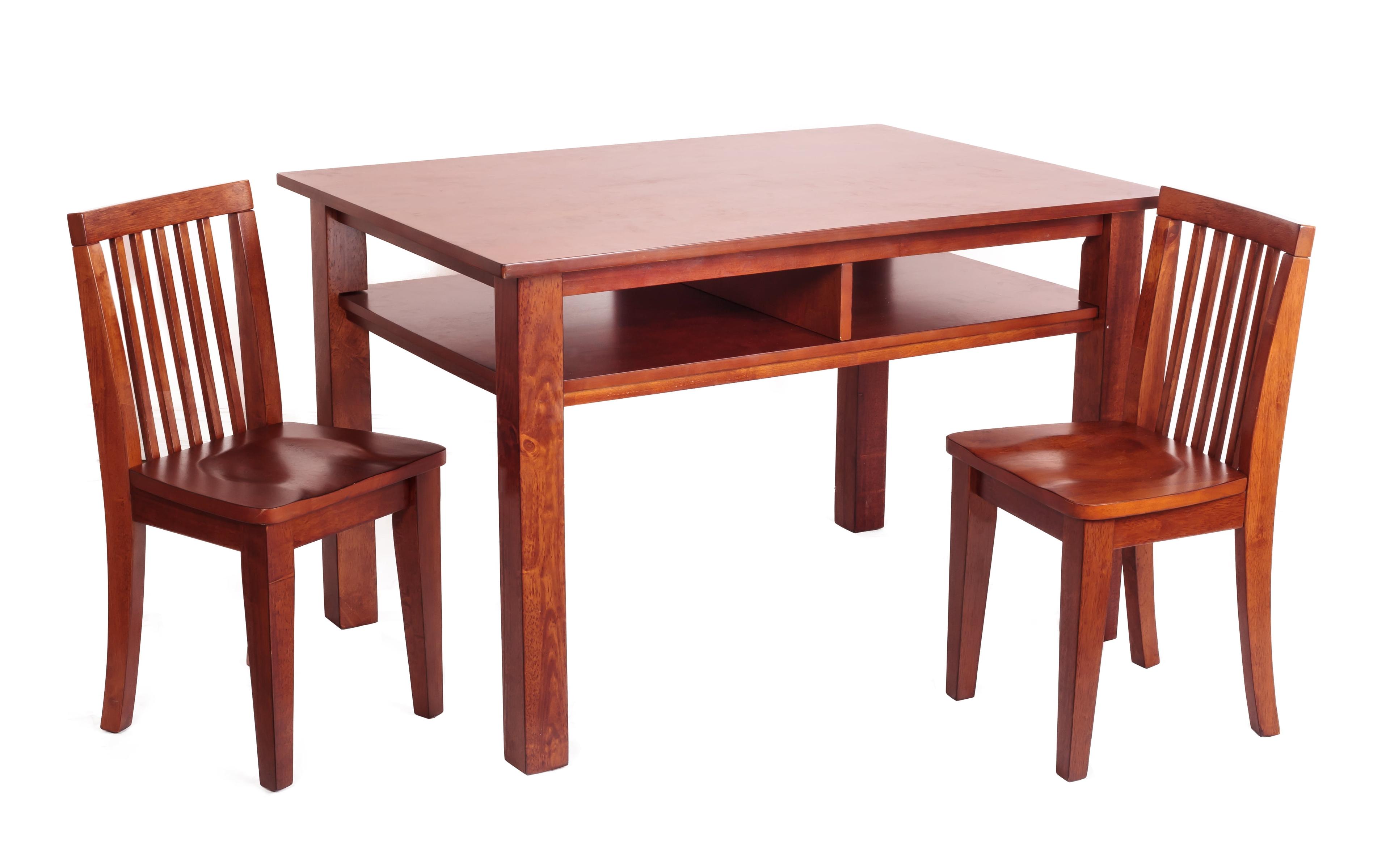 AFG Newton Wooden Kids Table and 2 Contoured Chairs Set, Mahogany