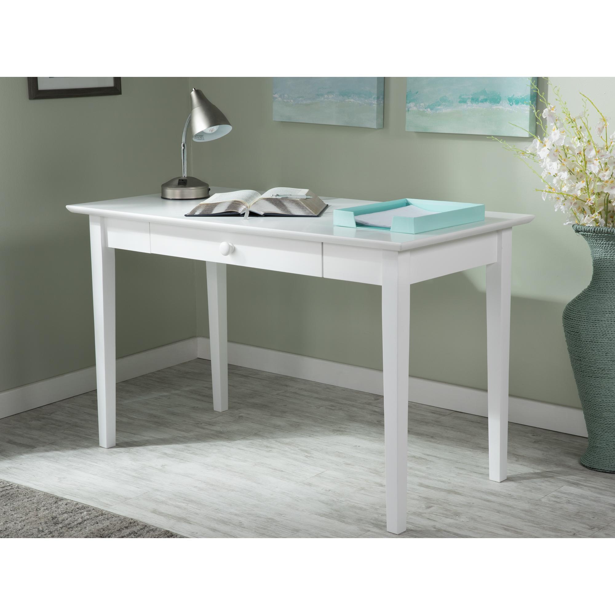 Writing Desk Shaker Style White - AFI: Solid Hardwood, 48-Inch, Modern Satin Finish, Home Office