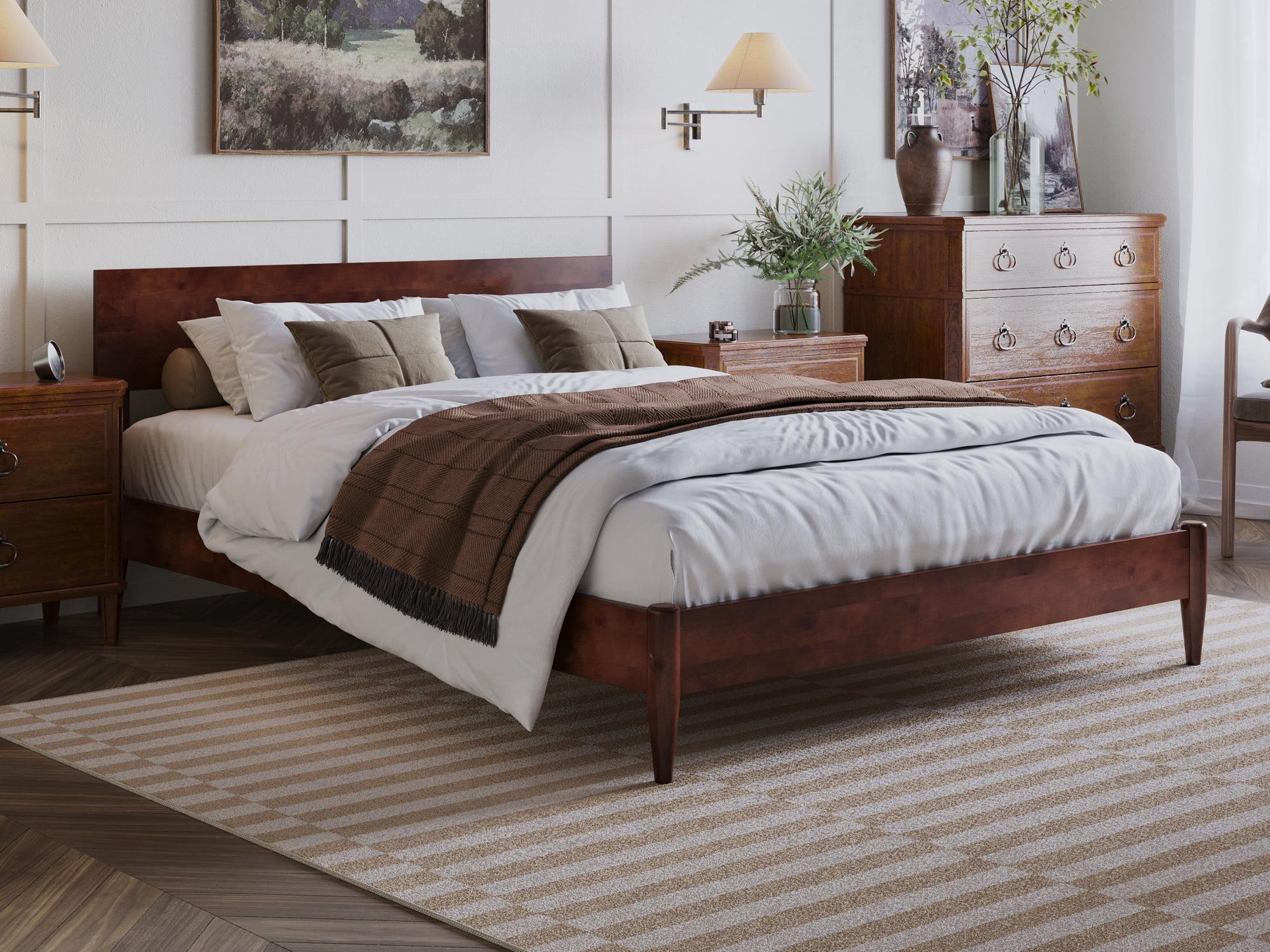 AFI Aria Queen Modern Solid Wood Low Profile Platform Bed, Walnut