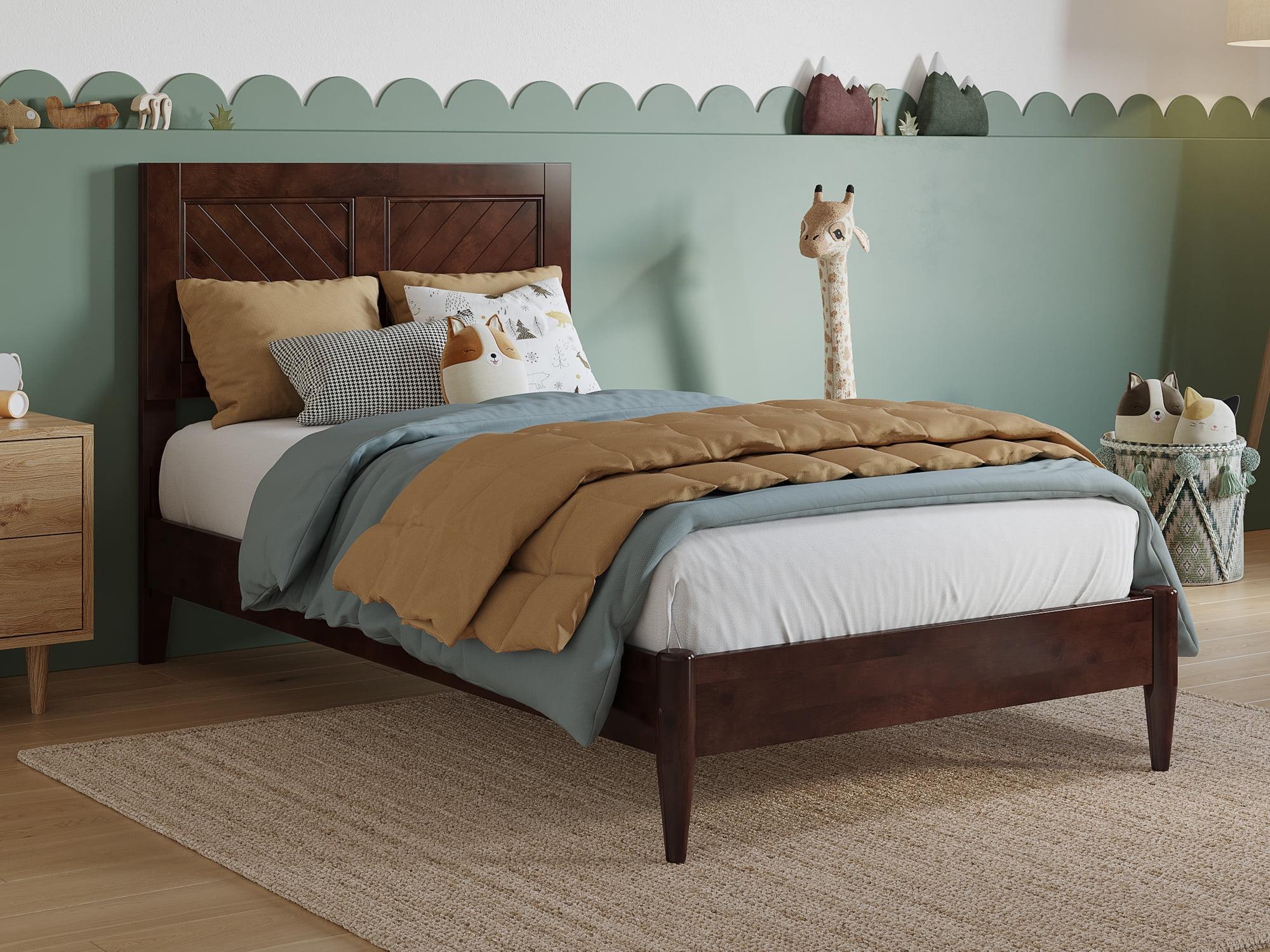 AFI Furnishings Berkshire Twin Solid Wood Low Profile Platform Bed in Walnut