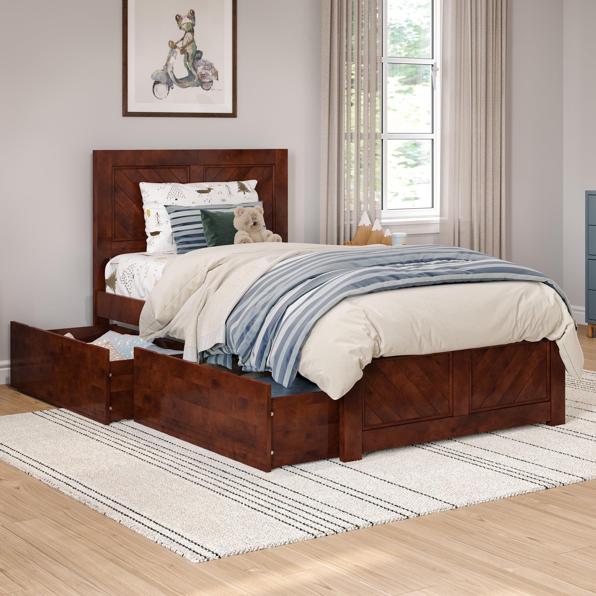 AFI Canyon Walnut Storage Platform Bed with Matching Footboard, Twin