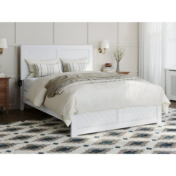 AFI Canyon White Solid Wood Foundation Bed Frame with Matching Footboard, Full