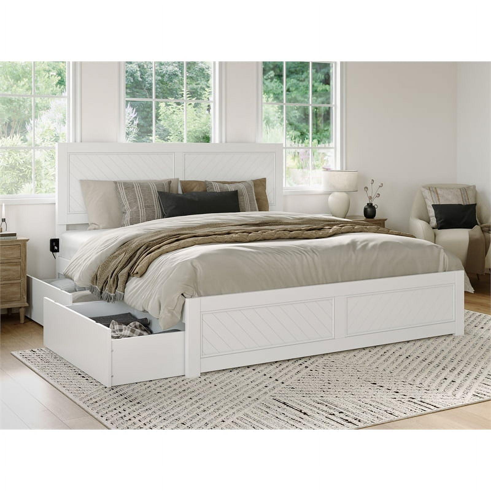 AFI Canyon White Solid Wood Platform Bed with Matching Footboard & Storage Drawers, King