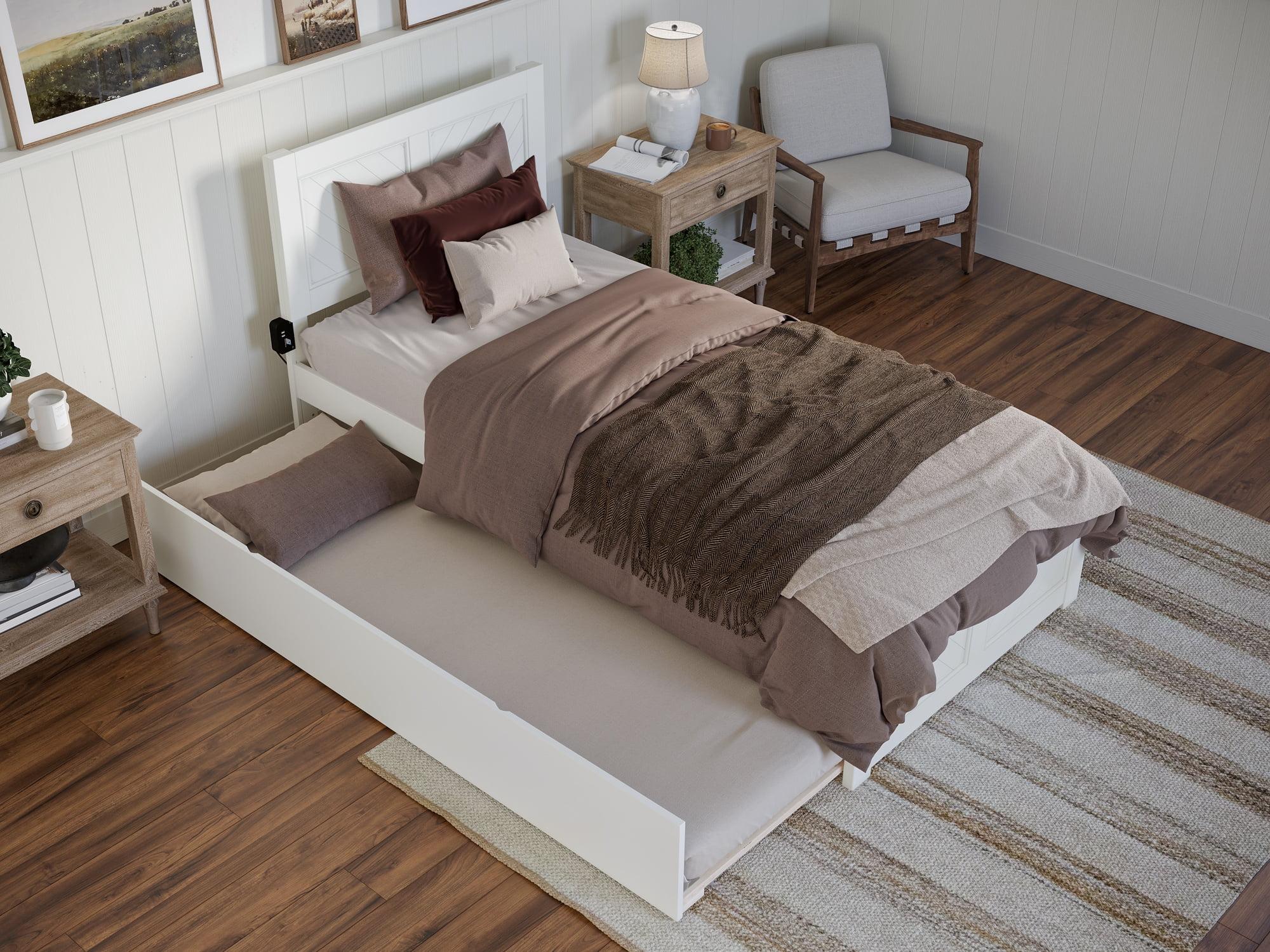 AFI Canyon White Solid Wood Platform Bed with Matching Footboard & Twin XL Trundle, Twin XL