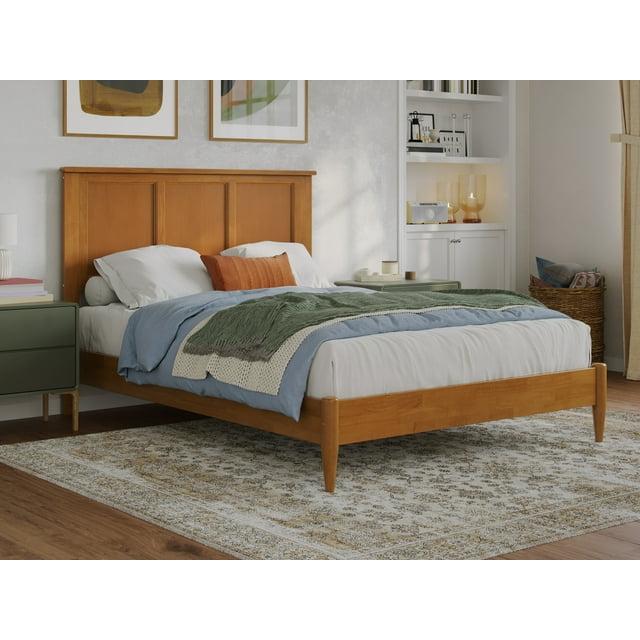 AFI Charlotte Full Solid Wood Low Profile Platform Bed, Light Toffee