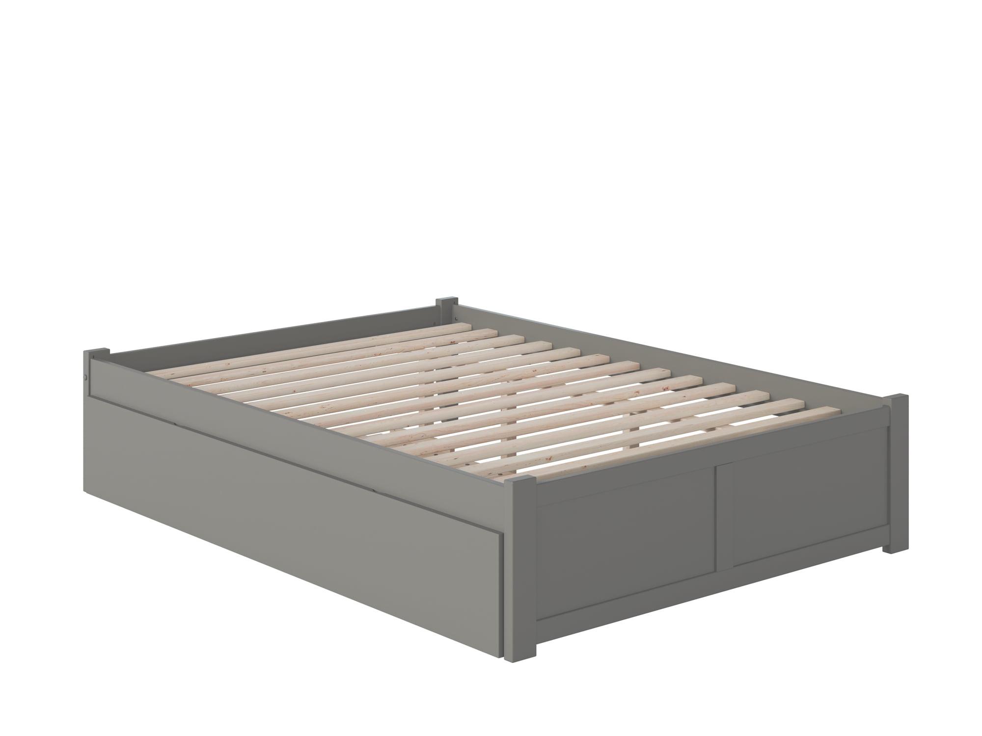 AFI Concord Queen Platform Solid Wood Panel Bed with Trundle in Grey