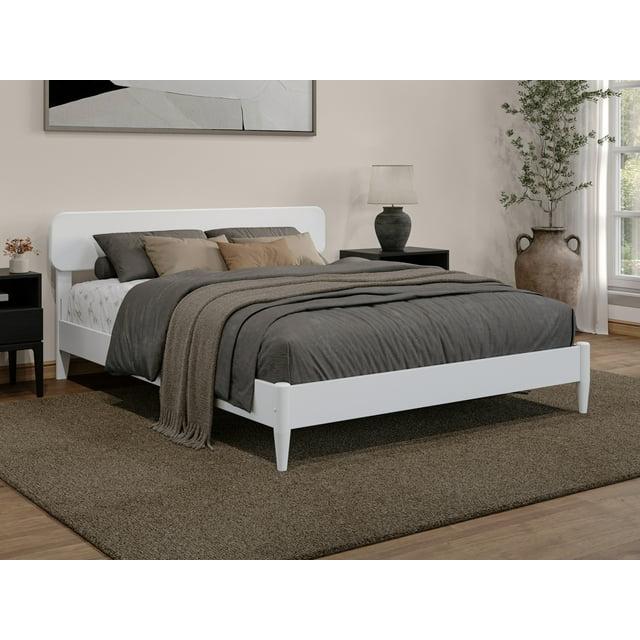 AFI Florence Queen Solid Wood Low Profile Platform Bed, White