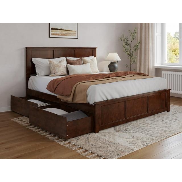 AFI Furnishings Madison Solid Wood Platform Bed with Matching Footboard & Storage Drawers