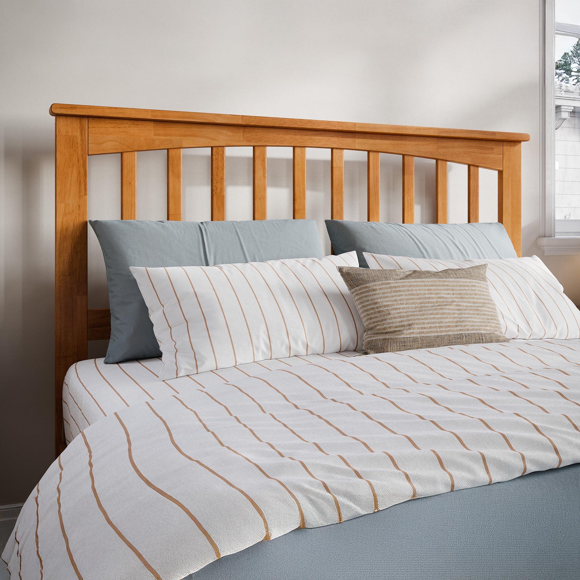 AFI Furnishings Mission Full Solid Wood Headboard with Attachable Charger in Light Toffee