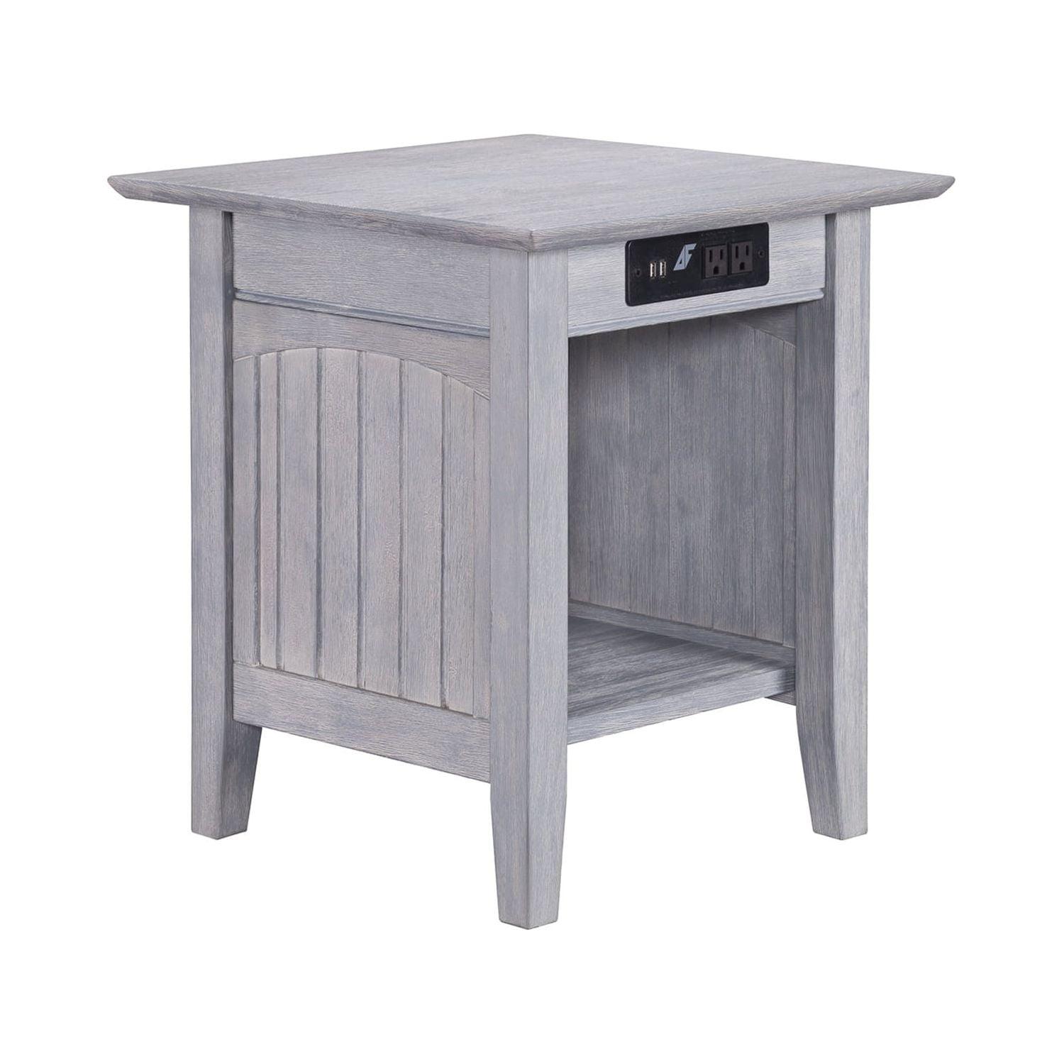 Nantucket 20'' Square Solid Wood End Table with USB Charging Station