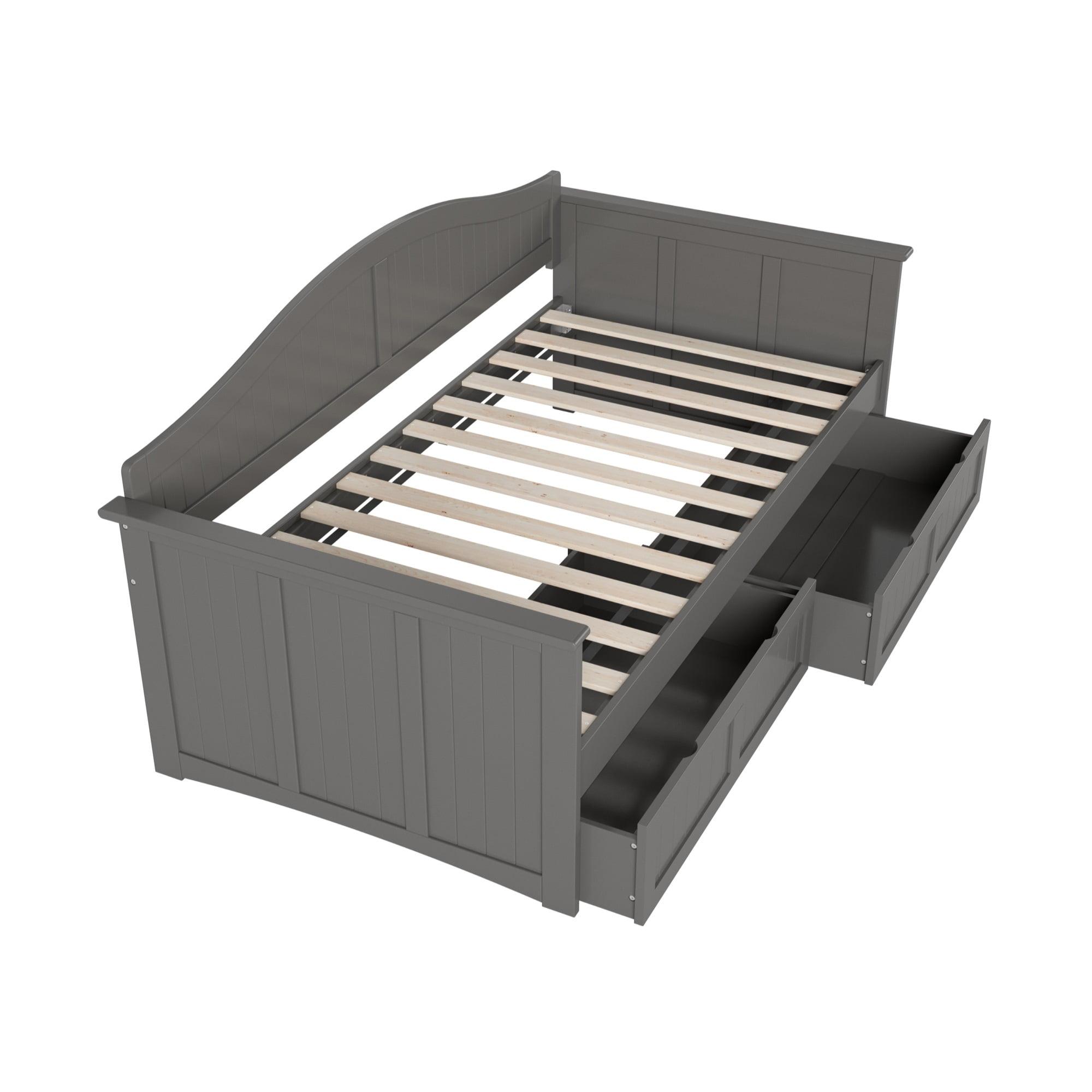 AFI Nantucket Twin Wood Daybed with Set of 2 Drawers in Grey