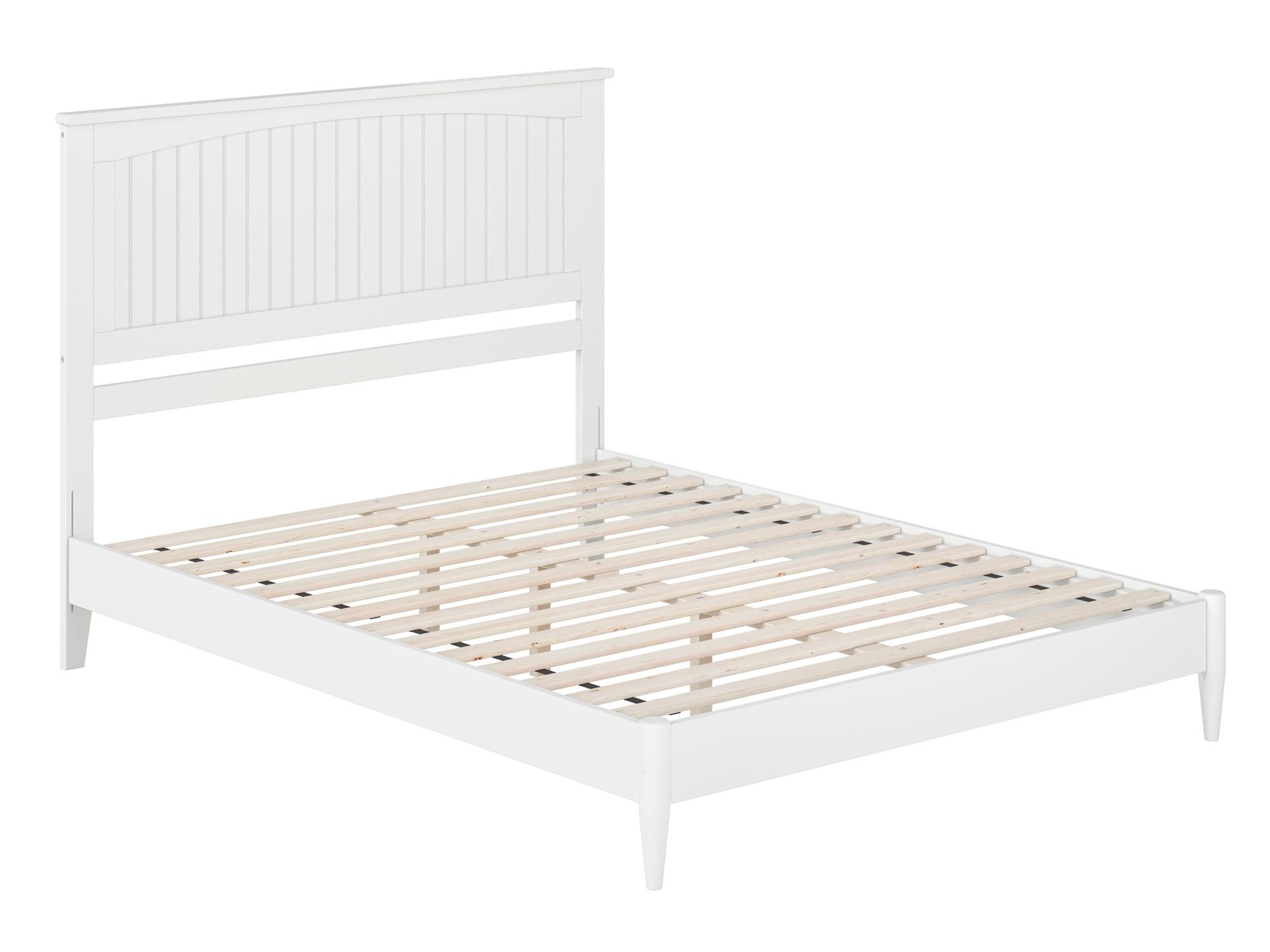 Naples White Queen Wood Low Profile Platform Bed with Slats