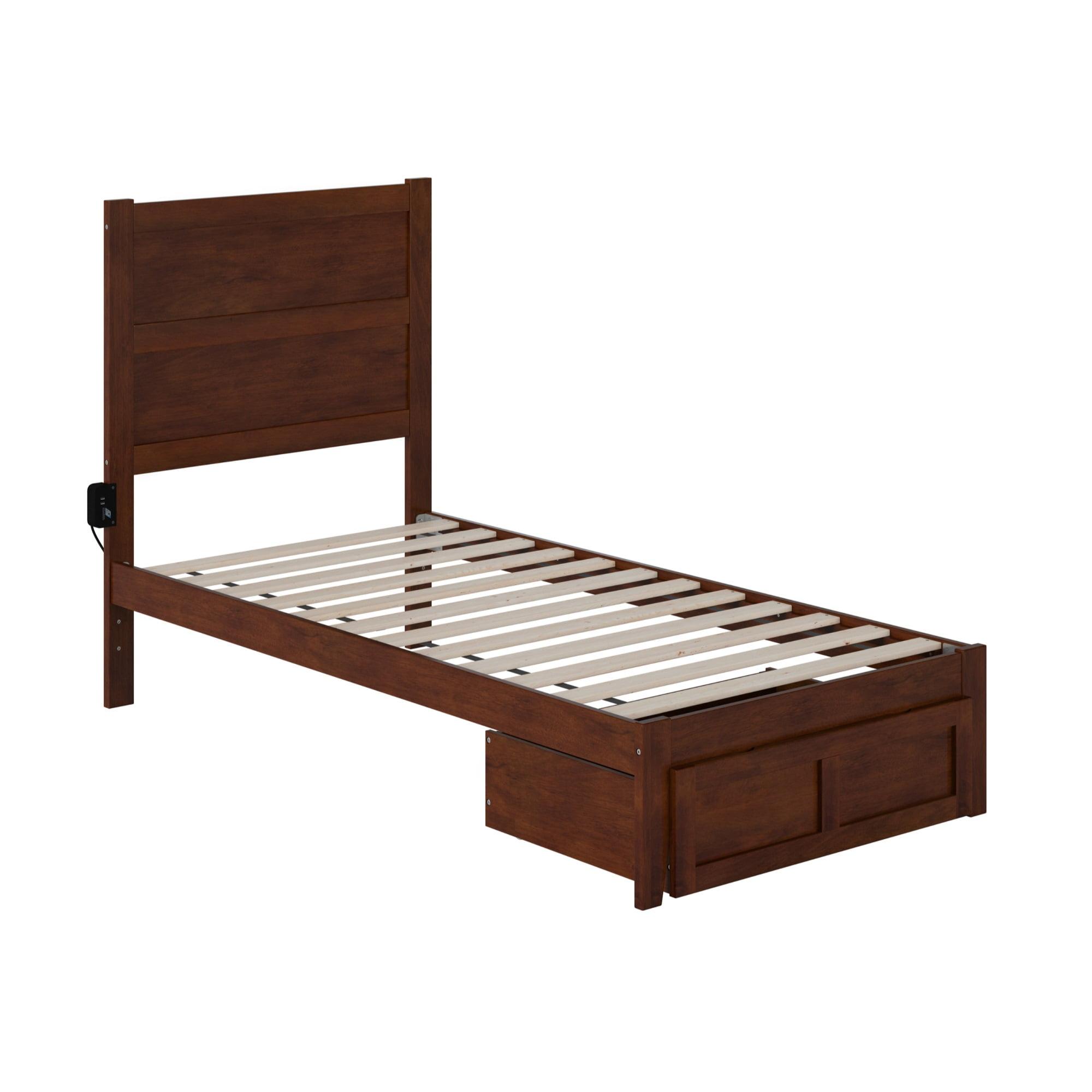 Twin Noho Bed with Foot Drawer Walnut - AFI: Kids' & Teen Platform Storage, No Box Spring Needed