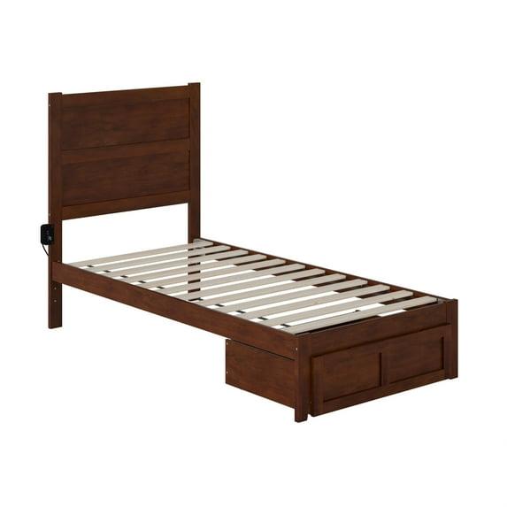 Twin Noho Bed with Foot Drawer Walnut - AFI: Kids' & Teen Platform Storage, No Box Spring Needed