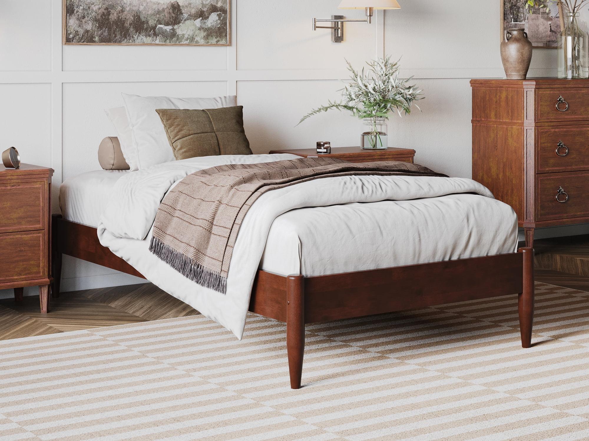 Pasadena Walnut Twin XL Solid Wood Platform Bed with Slats