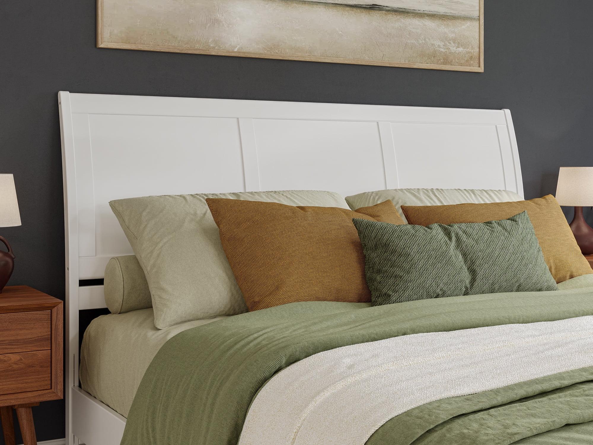 AFI Portland King Sleigh Solid Wood Panel Headboard with Attachable Charger, White