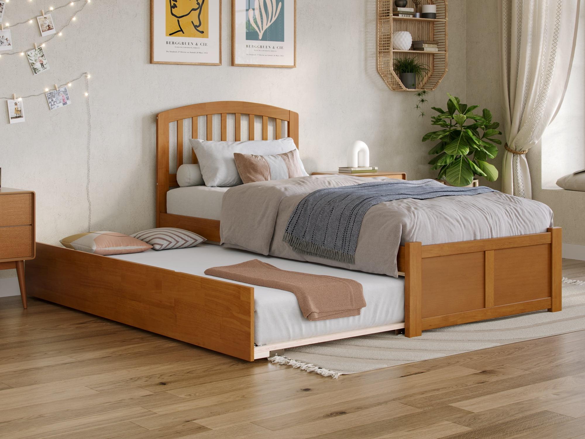 Richmond Solid Wood Platform Bed with Panel Footboard and Trundle