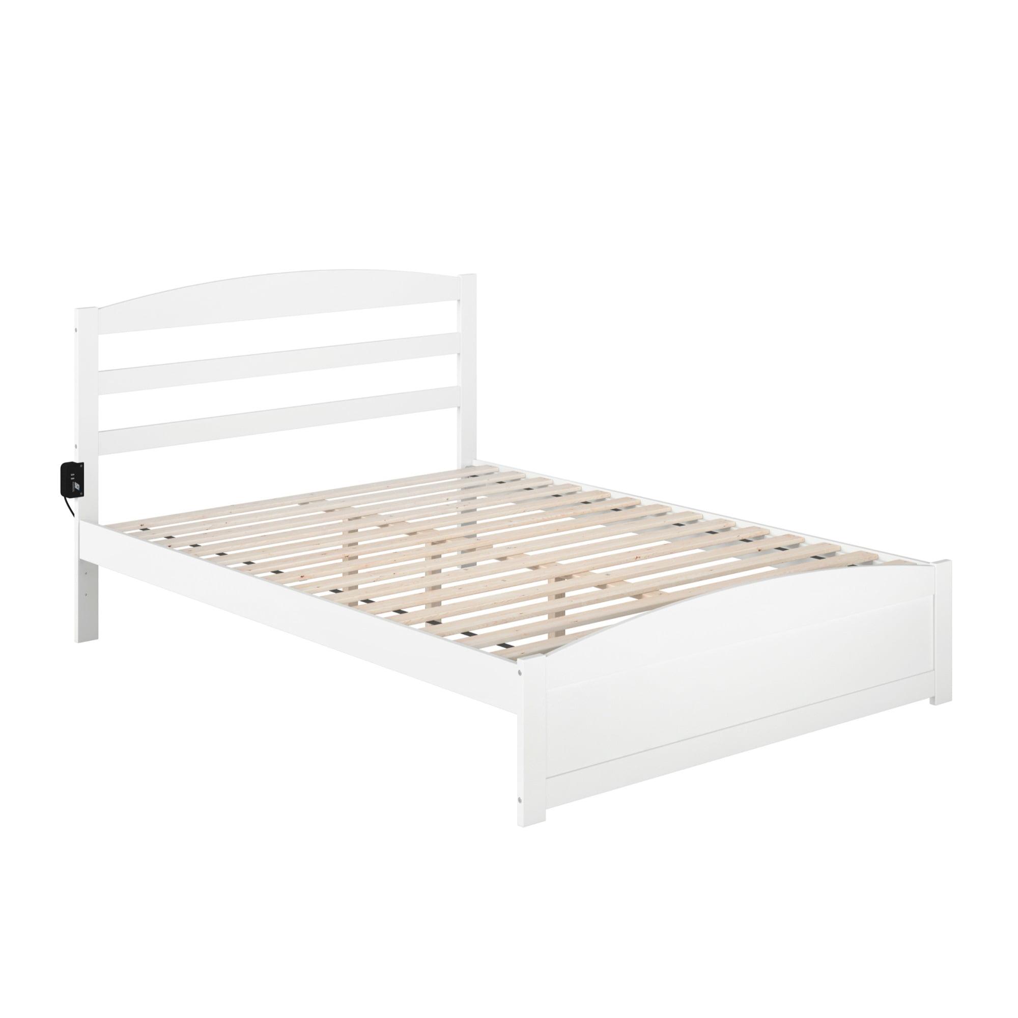 Warren White Solid Wood Queen Platform Bed with Slats