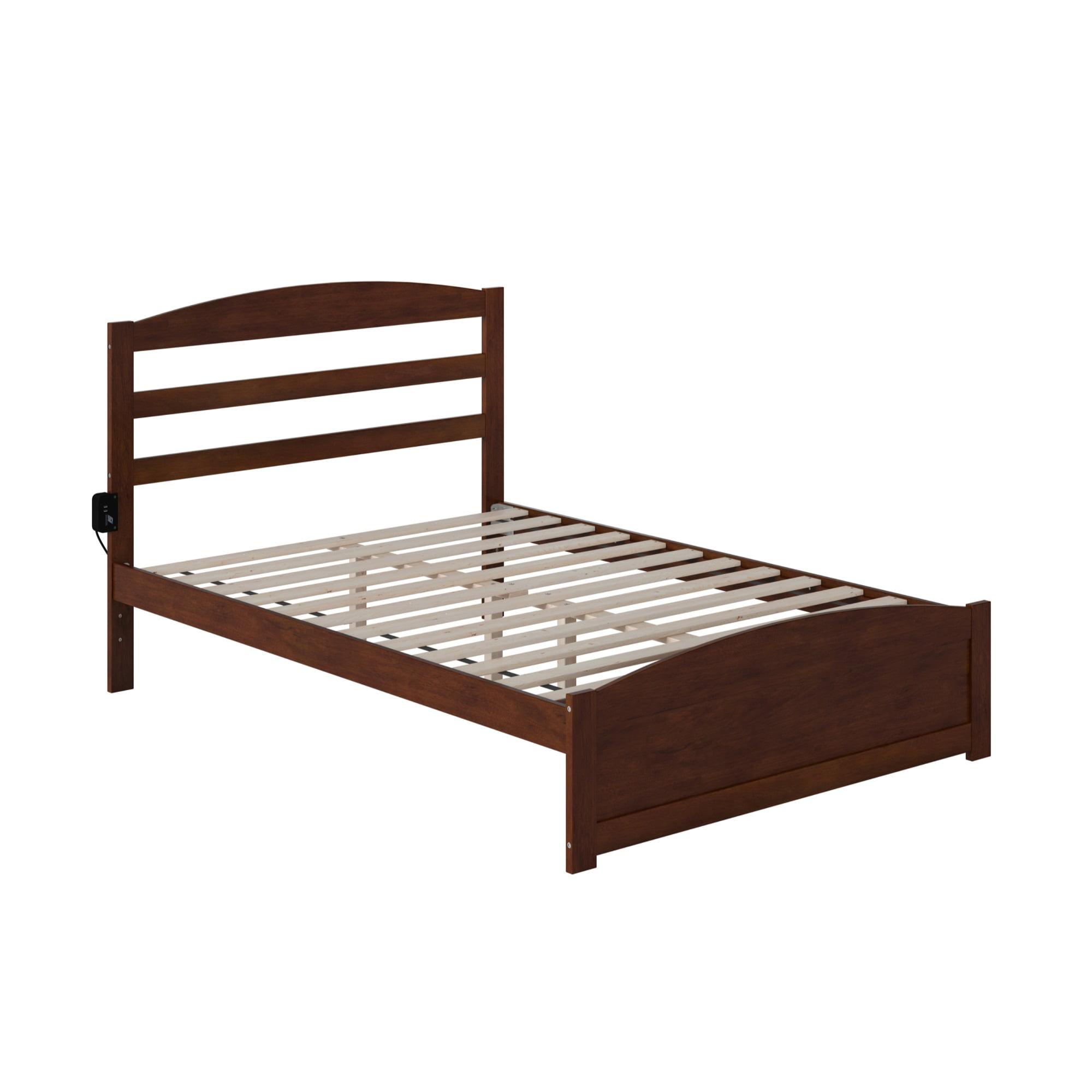 Warren Walnut Full Platform Bed with Slatted Headboard