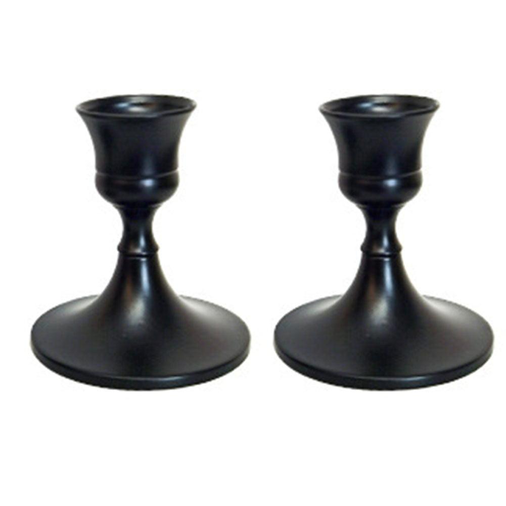 Black Metal Taper Candlestick Holders Set of 2