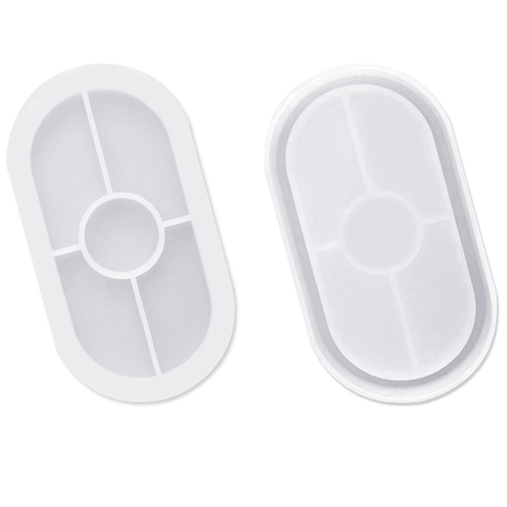 Transparent White Oval Silicone Coaster Mold Set