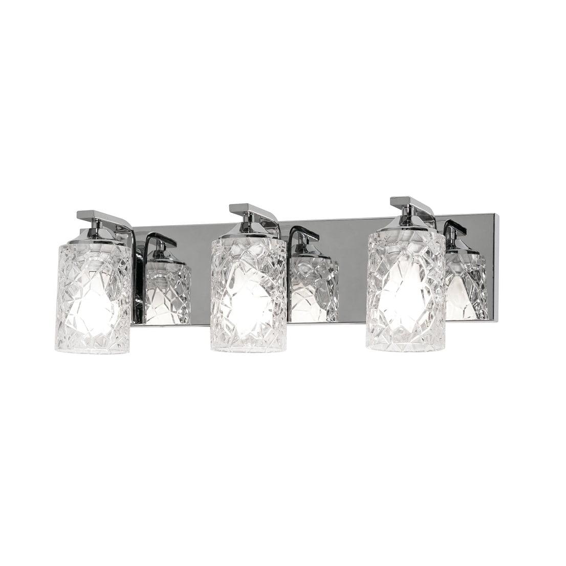 Polished Chrome 3-Light Vanity with Faceted Glass Shades