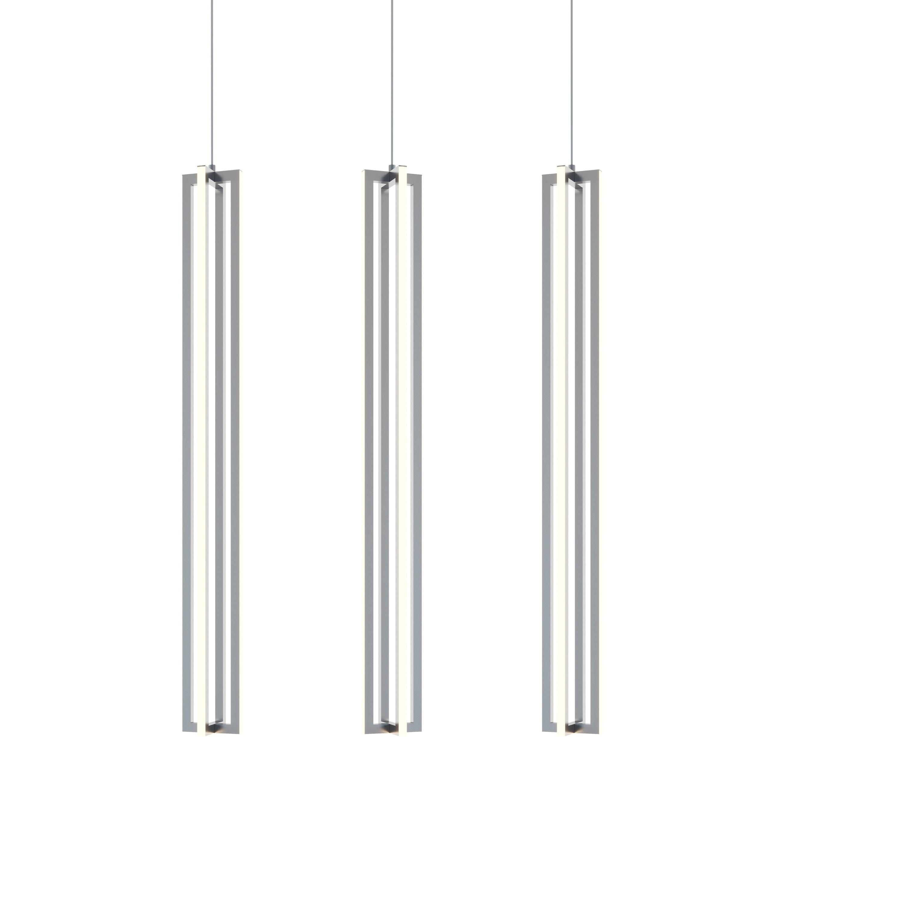 Satin Nickel LED Linear Island Pendant - Modern Indoor/Outdoor Lighting