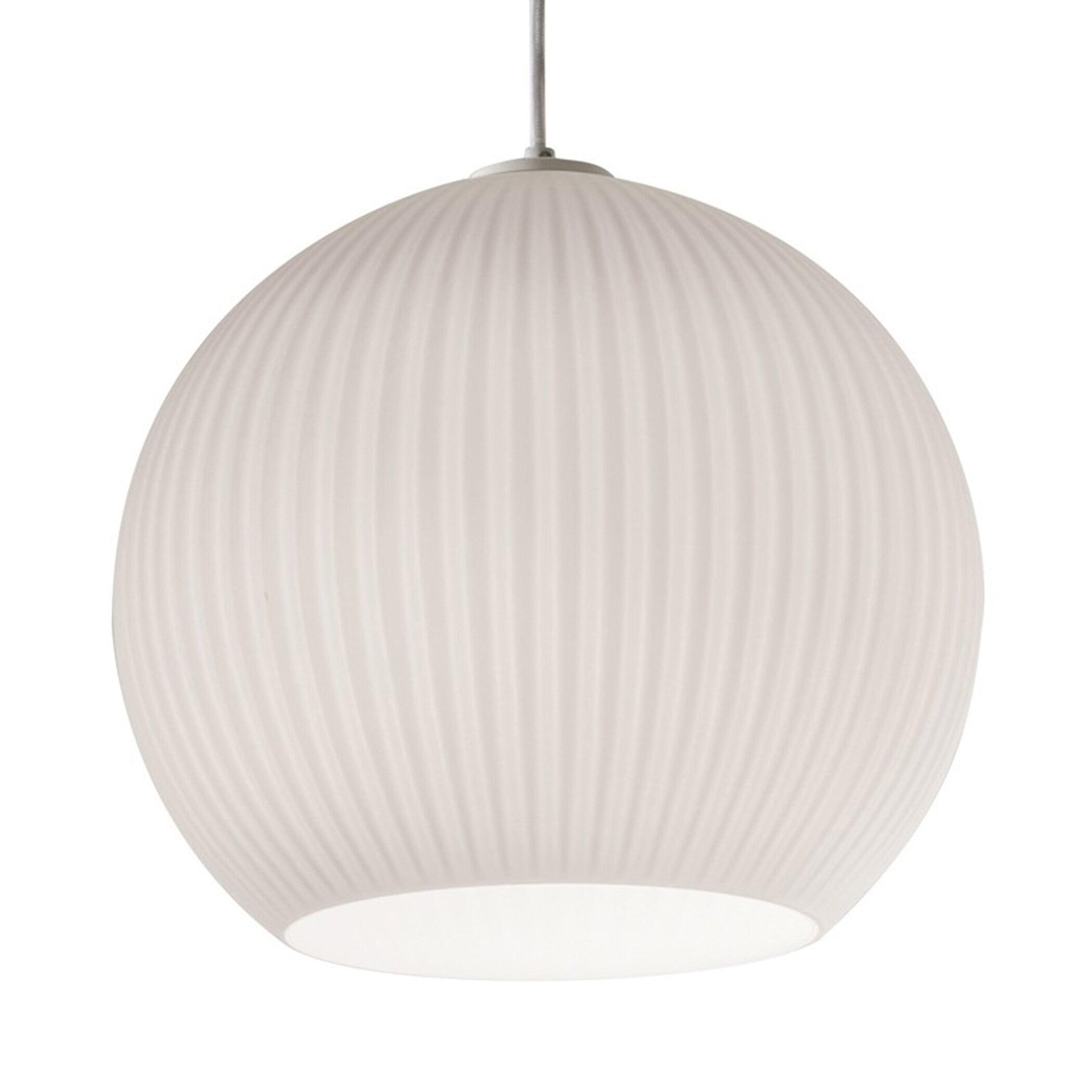 Cleo Satin Nickel 13.75" Bowl Pendant with Frosted Ribbed Glass